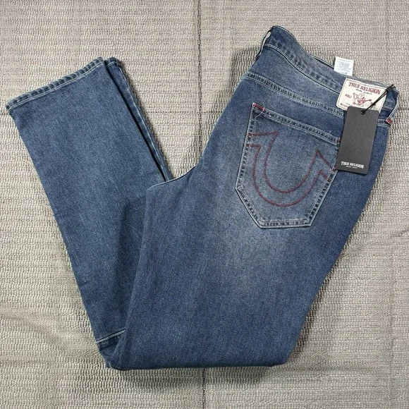 True Religion Men's Rocco Moto Relaxed Skinny Jeans Size 38W NEW DENIM - Picture 3 of 11